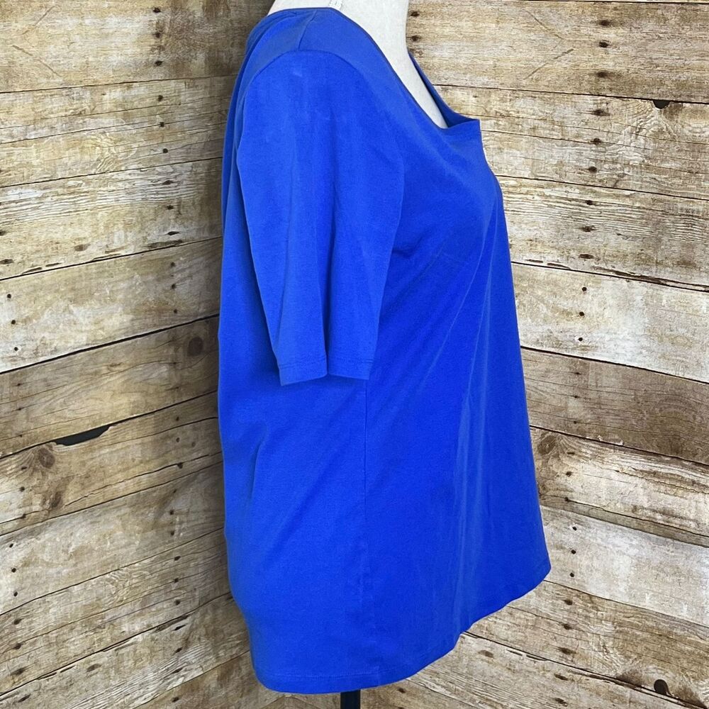BANANA REPUBLIC SIZE XL BLUE SCOOP NECK TOP BUSINESS CASUAL MINIMALIST MODIST - Picture 3 of 3